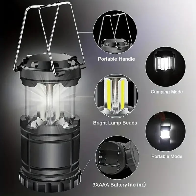 Camp Lamp, Outdoor Tent Light, Portable Lantern, Multifunctional Emergency Light, Battery Powered (Batteries Not Included)