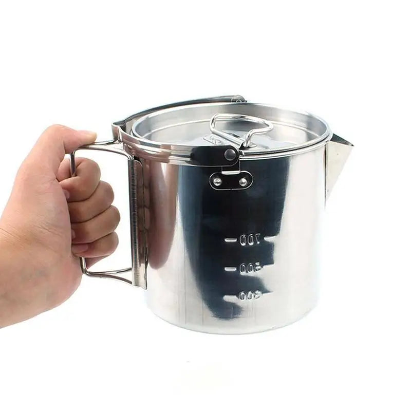 Camping Kettle Outdoor Camping Portable Hanging Kettle Tourist Kettle 1.2L Pot Teapot Picnic Pot Cooker Camping Supplies