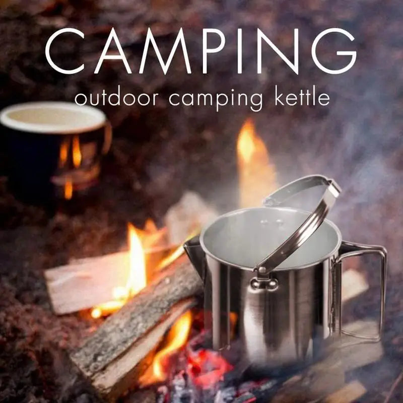 Camping Kettle Outdoor Camping Portable Hanging Kettle Tourist Kettle 1.2L Pot Teapot Picnic Pot Cooker Camping Supplies