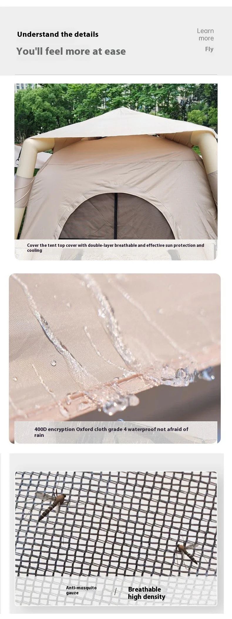 Lohascamping Large Camping Air Tent for 4-5 people Air shelter Dome tent Family Hiking  inflatable One-touch tent Outdoor Tent