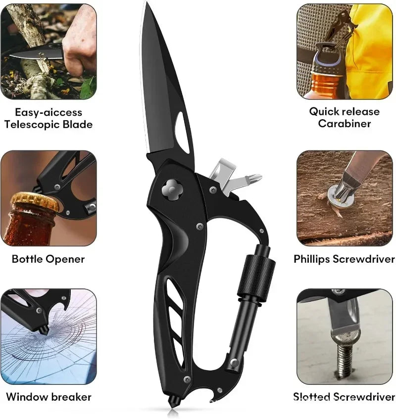 Outdoor Mountaineering Gadgets Foldable Portable Tools Multi-purpose EDC Knife Fast Hanging Survival Gear for Camping Hiking