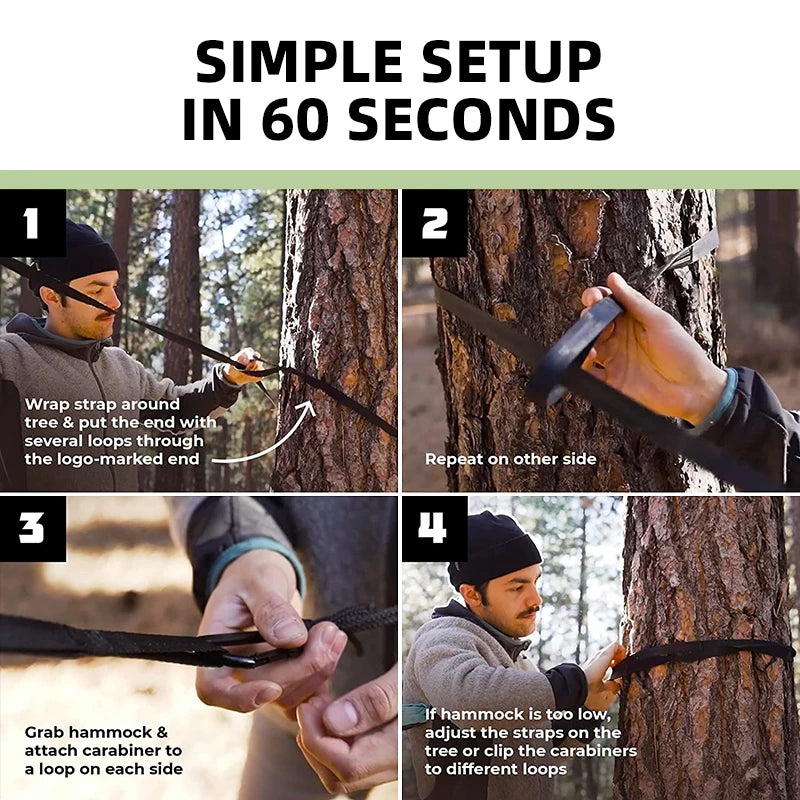 Outdoor Camping Hammock Portable Hammock Single or Double Hammock Camping Accessories Indoor Garden Yard Hammock Swing Travel