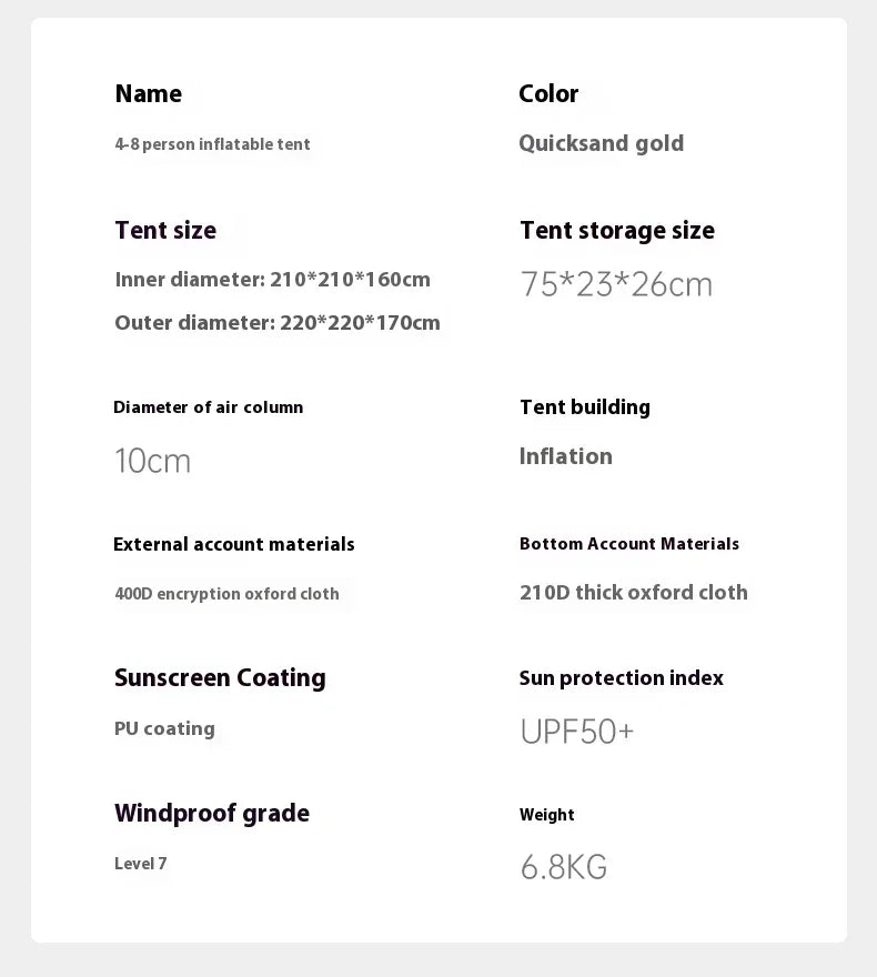 Lohascamping Large Camping Air Tent for 4-5 people Air shelter Dome tent Family Hiking  inflatable One-touch tent Outdoor Tent