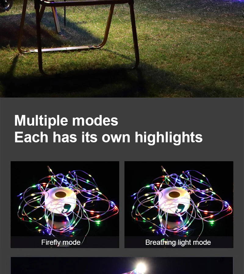 LED Garland Camping Light With Retractable Campify Lamp String LightsColorful Festive Atmosphere Party Tent Lighting Glow Camp