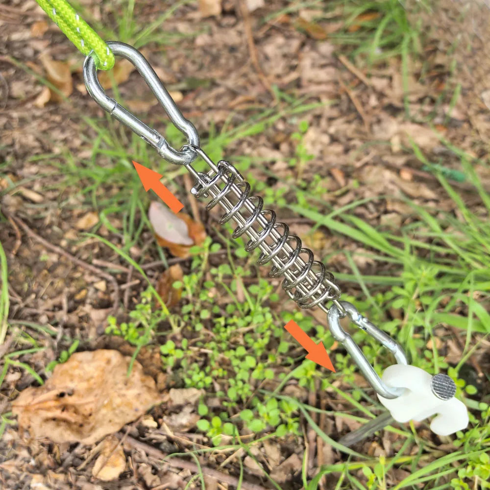 4/6Pcs Camping Tent Wind Rope Spring Buckle Tent Tensioner Camping Deck Pegs with Carabiner Clips Awning Tightener Fixed Hook