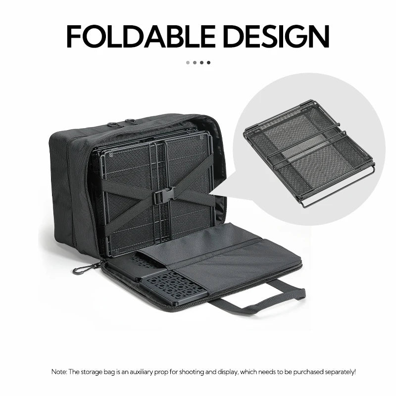 CAMPINGMOON CK-23BK Camping Foldable Stachable Hiking Picnic Outdoor Foldable Storage Food Rack Container Wire Mesh Basket