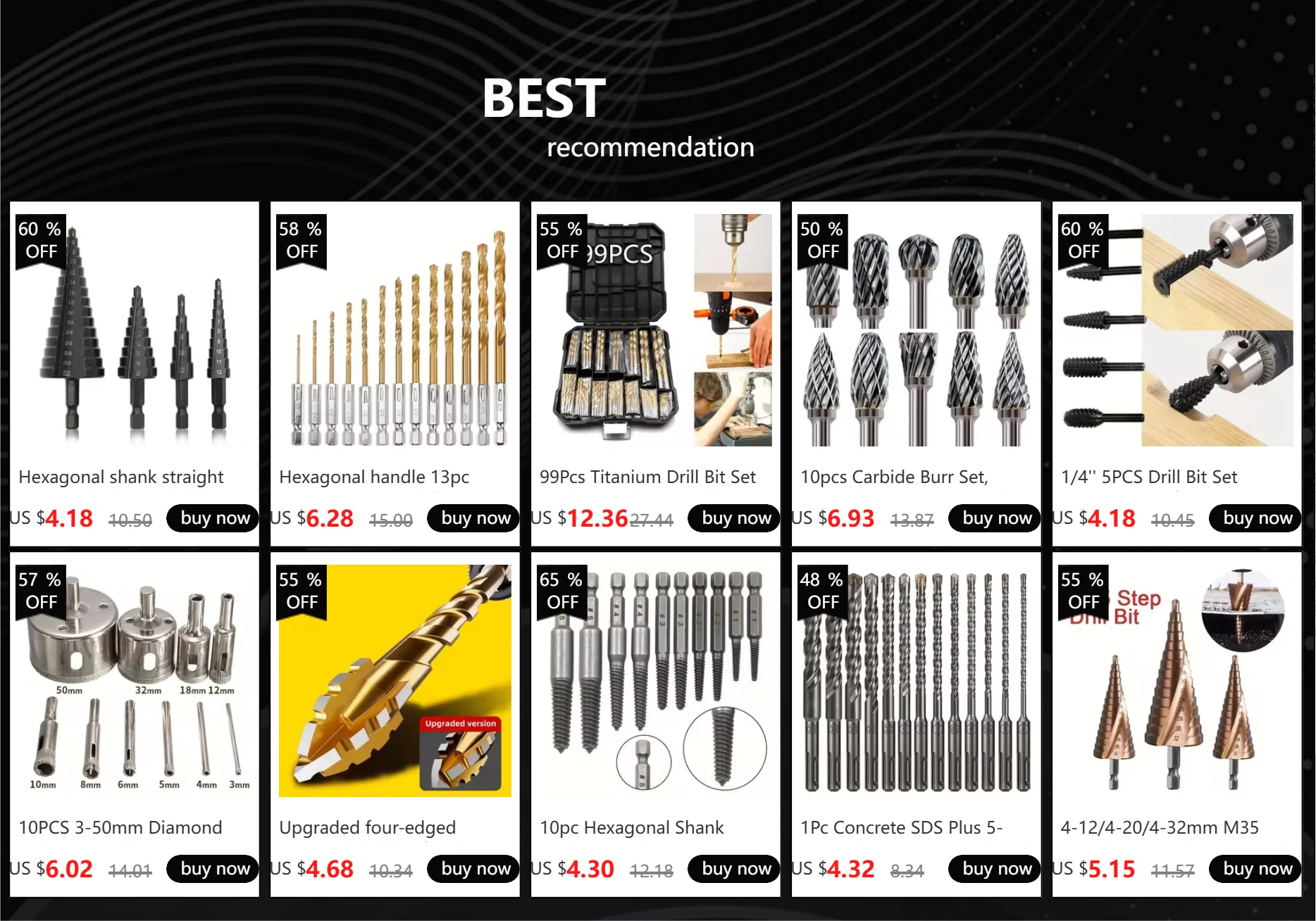 Outdoor Carpenter Drill Bits for Camping Survival Tools Drilling Holes Chopping Wood Accessories Four Blade Support Drill Bits