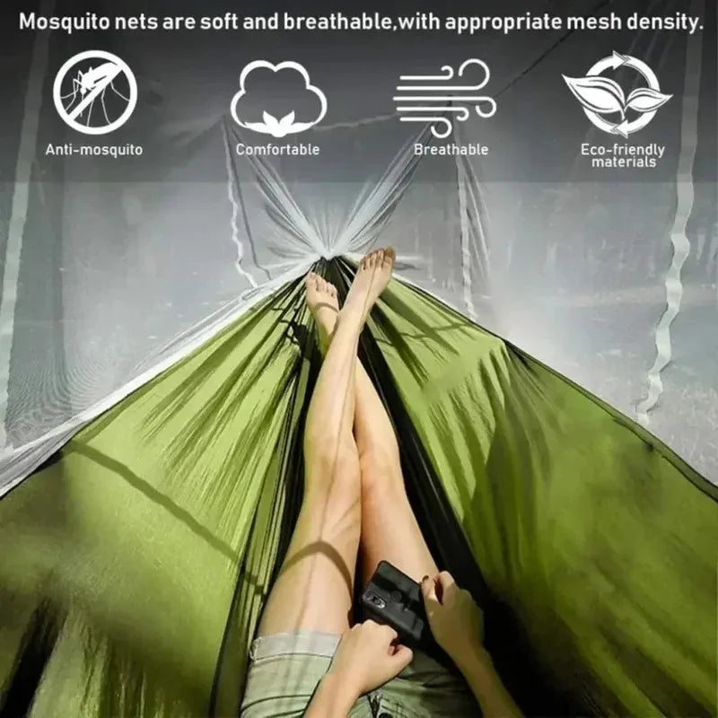2 Person Outdoor Camping Hammock with Mosquito Net Portable Comfortable Sleeping Tent Hammock Outdoor Furniture Bed