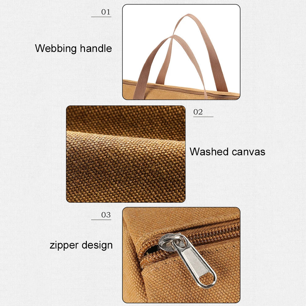 Camping Tools Storage Bag Large Capacity Cylinder Tent Stake Bag Portable Canvas Ground Nail Bag Lightweight for Outdoor Camping