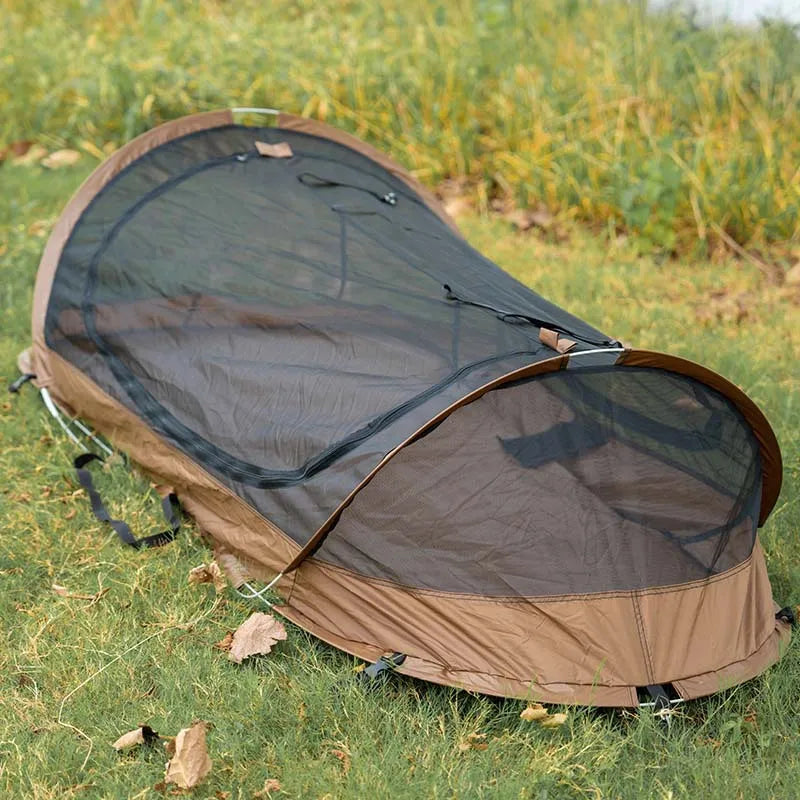 Outdoor Camping Single Tactical Tent Rainproof Boat Tent Folding Bed Sunshade Tourism Outdoor Camping Hiking Mountaineering