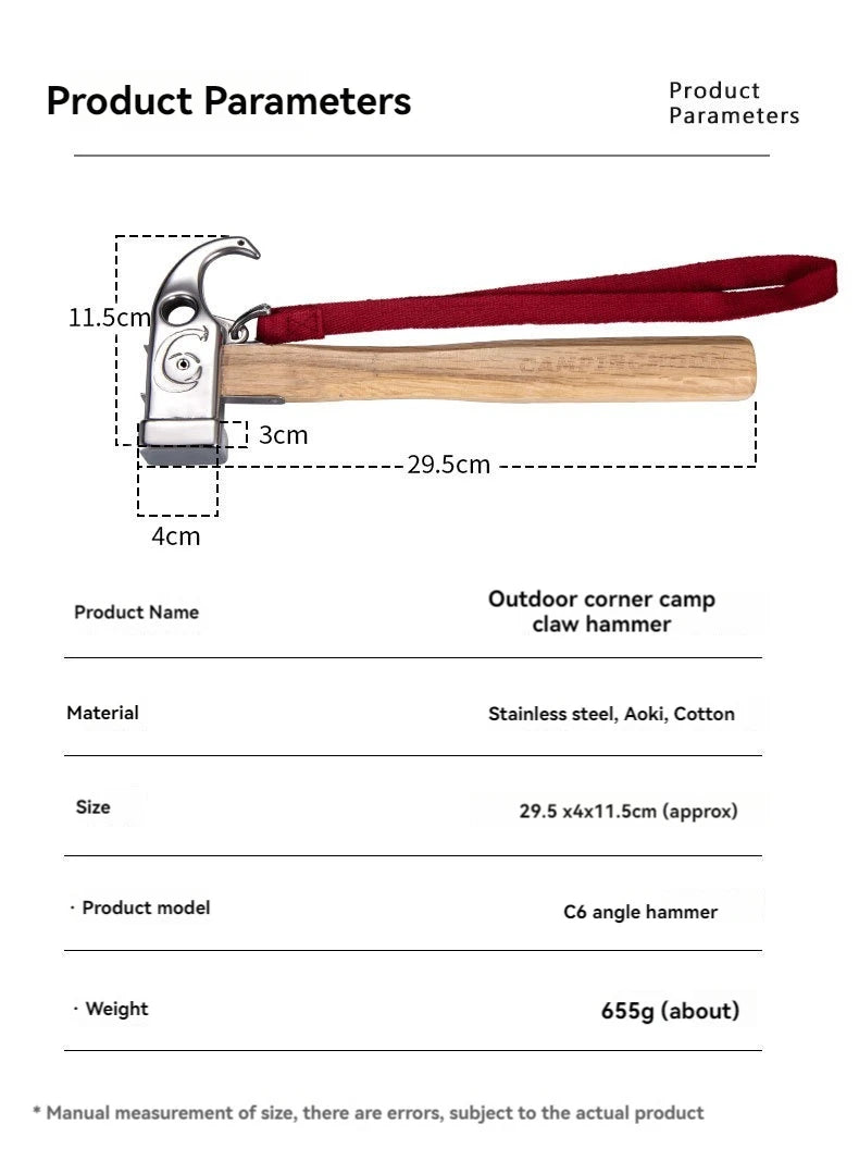 CAMPINGMOON Outdoor Stainless Steel Camping Hammer, Ground Nail, Tent Pegs, Camping Hammer, C6
