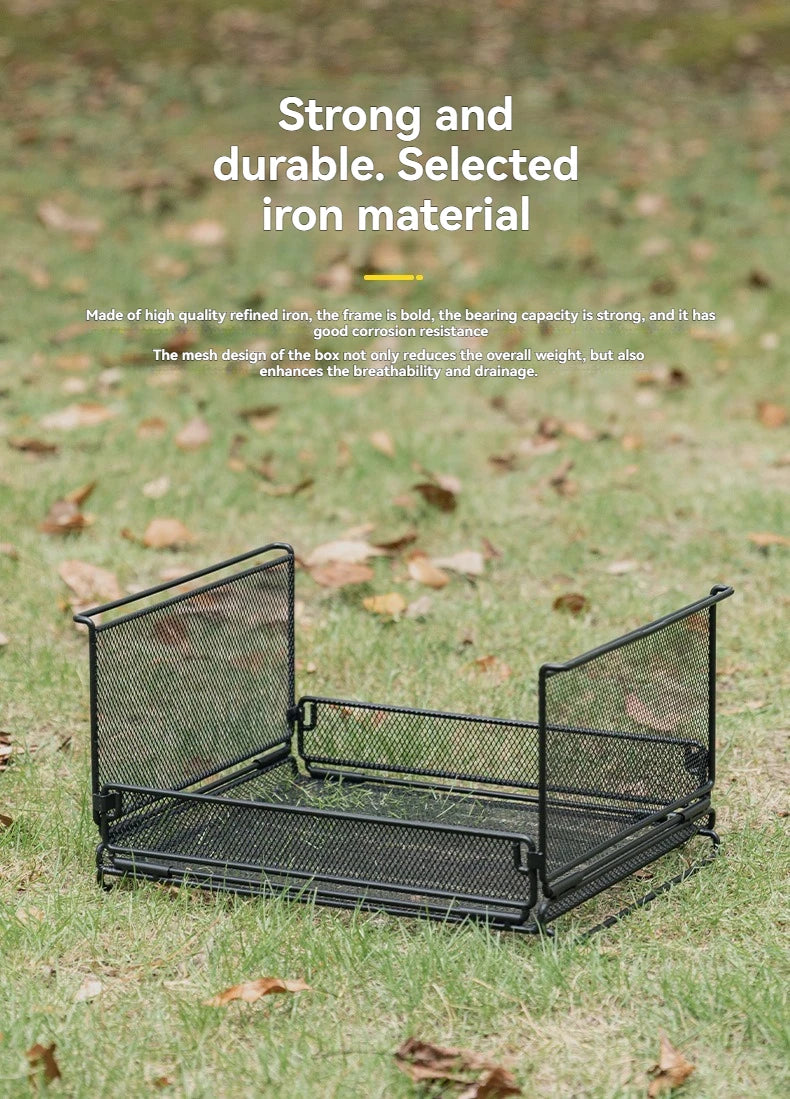 CAMPINGMOON CK-23BK Camping Foldable Stachable Hiking Picnic Outdoor Foldable Storage Food Rack Container Wire Mesh Basket