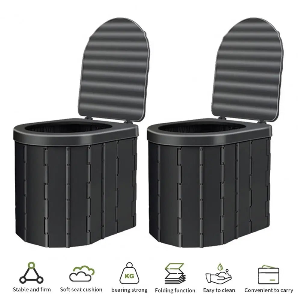 Camping Folding Toilet with Lid Great Load Bearing Travel Toilet Wide Seat Adult Car Potty with Storage Bag And Trash Bags