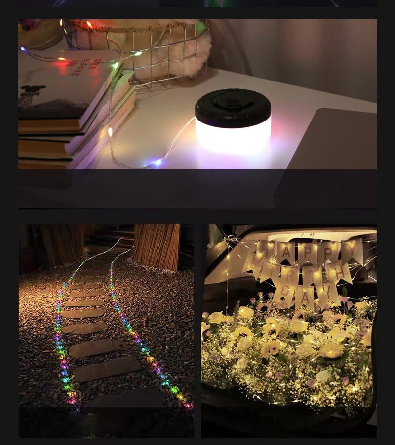 LED Garland Camping Light With Retractable Campify Lamp String LightsColorful Festive Atmosphere Party Tent Lighting Glow Camp