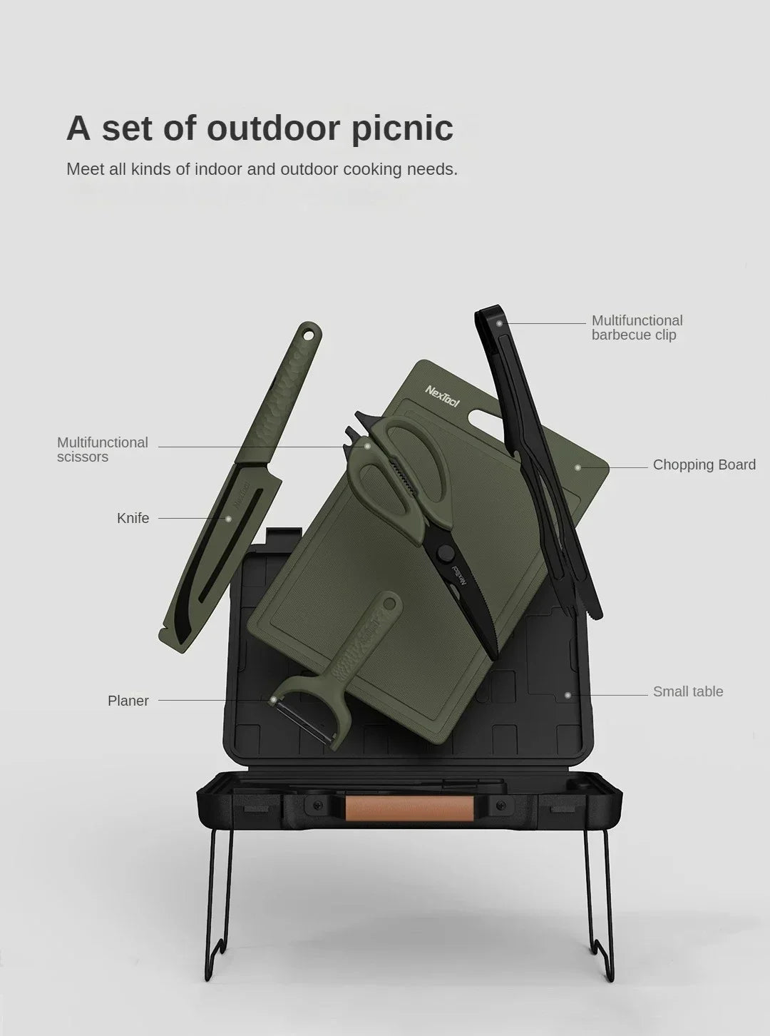 Nextool  Camping Barbecue Tools Set Picnic Knife Chopping Board Multifunctional Scissors Portable Desk BBQ Carrying Case