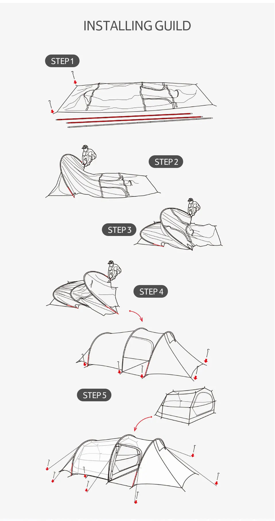 Naturehike Camping 3 Person Tent Waterproof Outdoor Ultralight Tents Glamping Backpacking 4 Season 2 Person Tent Hike Beach Tent