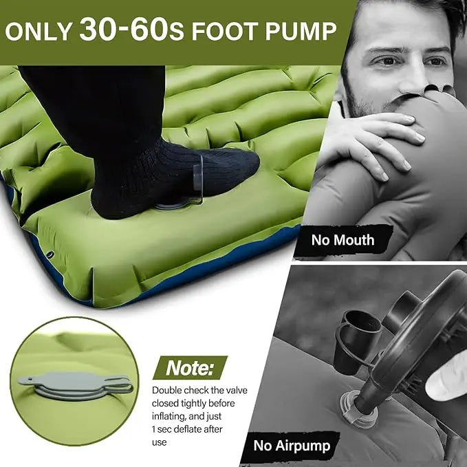 Single Inflatable Mattress, Camping Mat with Pillow and Script, Easy to Use Comfortable Air Cushion, Suitable for Mountain Climbing, Camping Rest