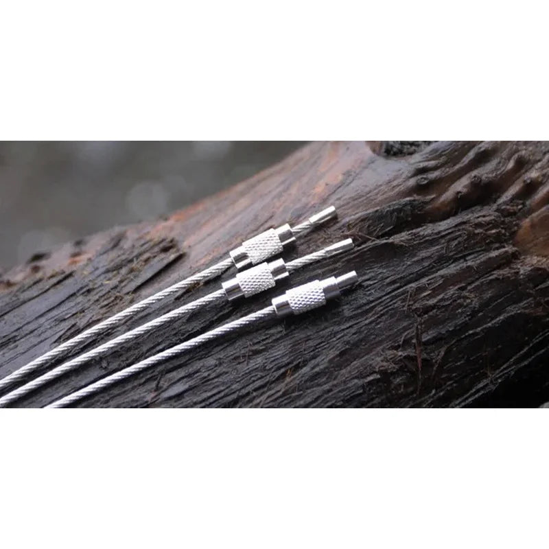 10 Pieces Outdoor Tools EDC Camping Tools Tactical Equipment Multi-Keychain Kit 304 Stainless Steel Metal Cable Keychain Travel