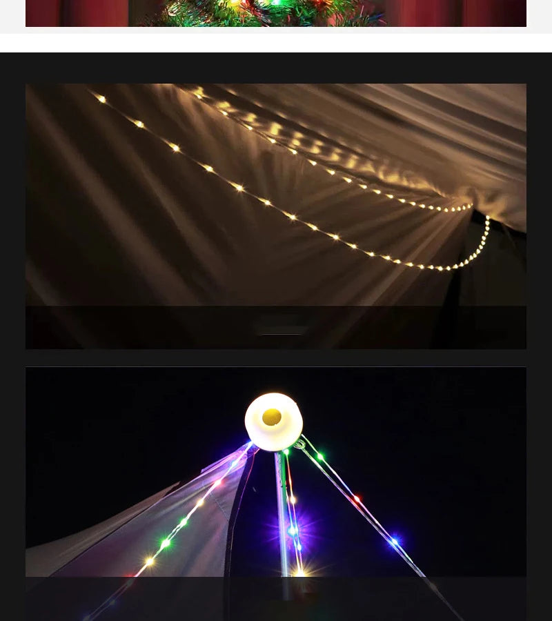 LED Garland Camping Light With Retractable Campify Lamp String LightsColorful Festive Atmosphere Party Tent Lighting Glow Camp