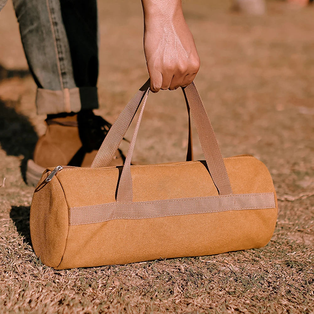 Camping Tools Storage Bag Large Capacity Cylinder Tent Stake Bag Portable Canvas Ground Nail Bag Lightweight for Outdoor Camping