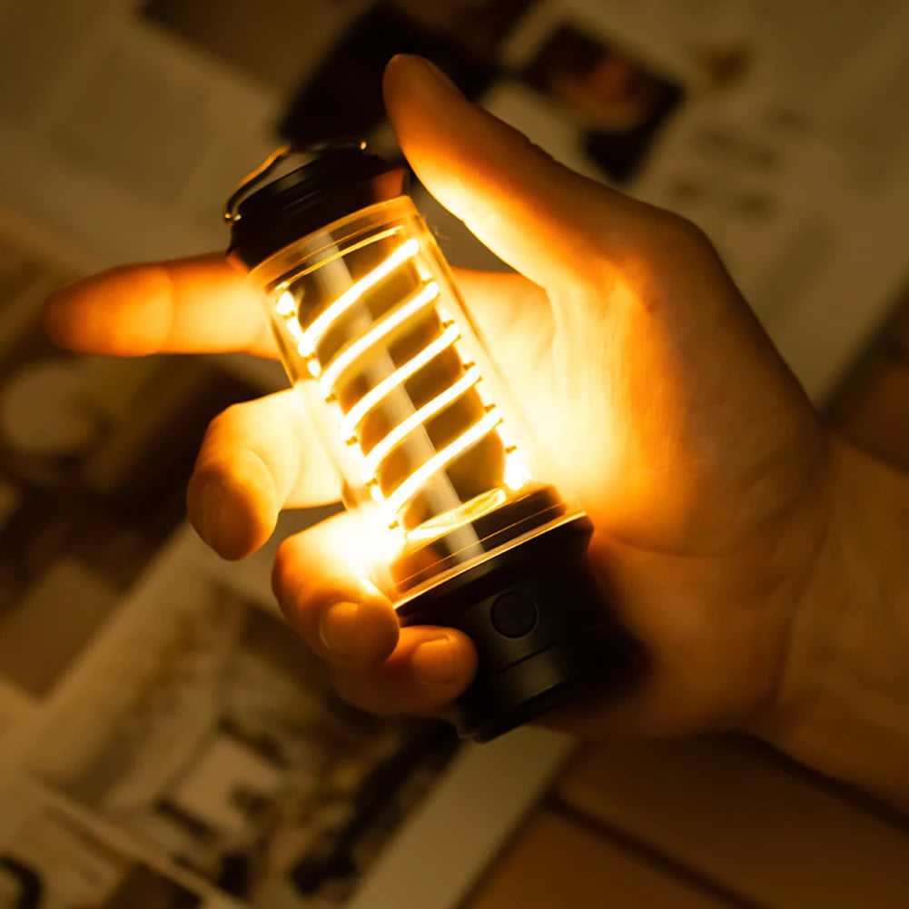 LED Camping Lamp Portable Dimmable Waterproof Tent Lantern Lamp Type-C Charging Emergency Light Outdoor Novelty Camping Supplies