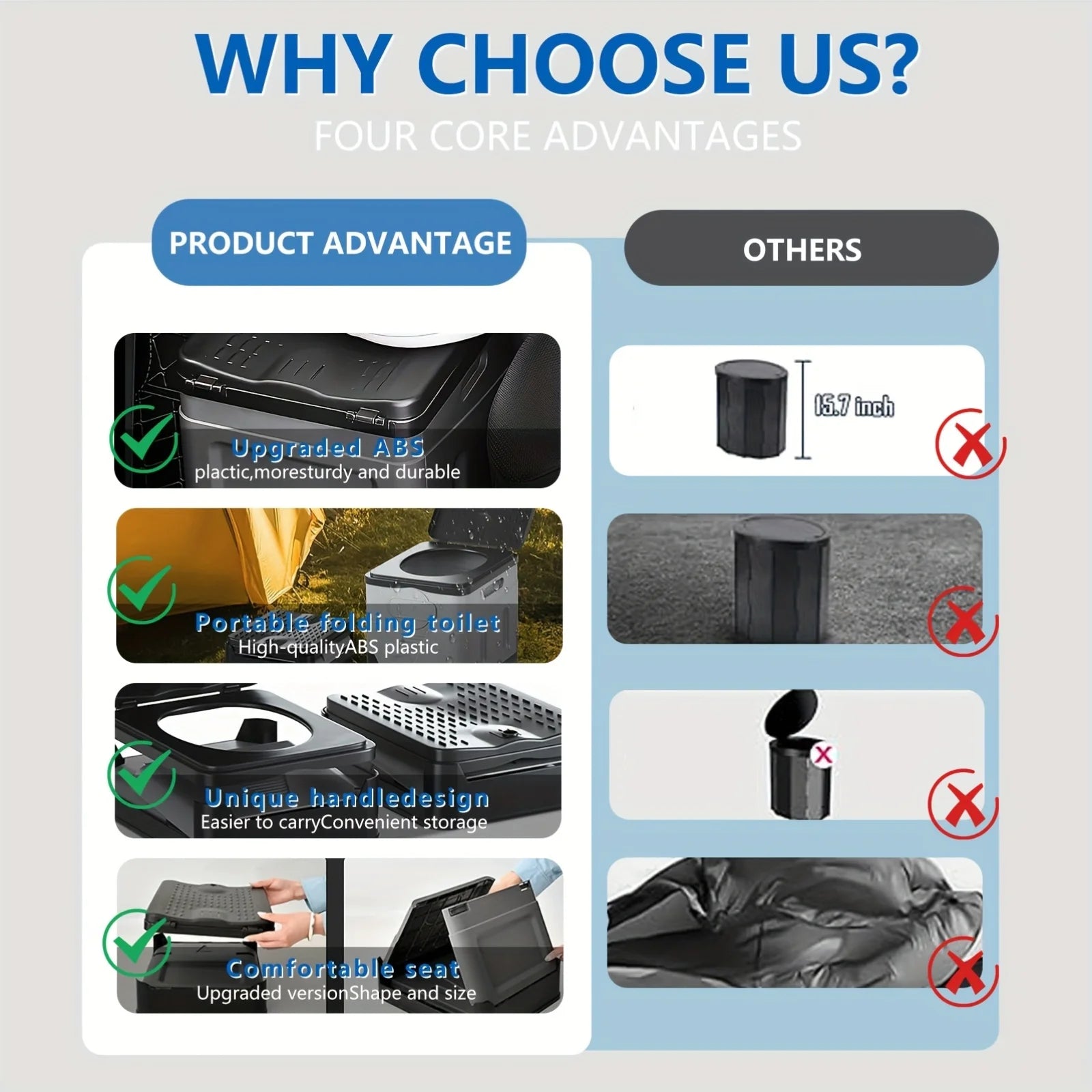 Portable Camping Toilet Foldable Camping Travel Toilet Collapsible Portable Potty for Camping Road Trips Emergency Car Use