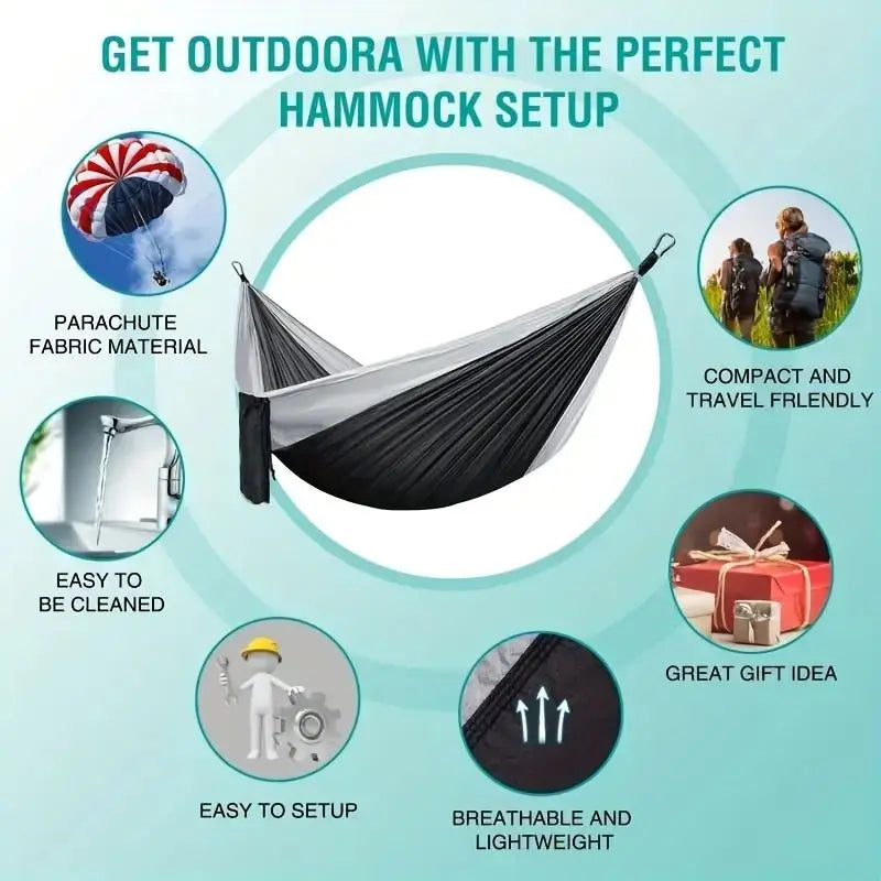 Outdoor Camping Hammock Portable Hammock Beach Backyard Courtyard Hiking Anti Rollover Double Hammock Outdoor Camping Equipment