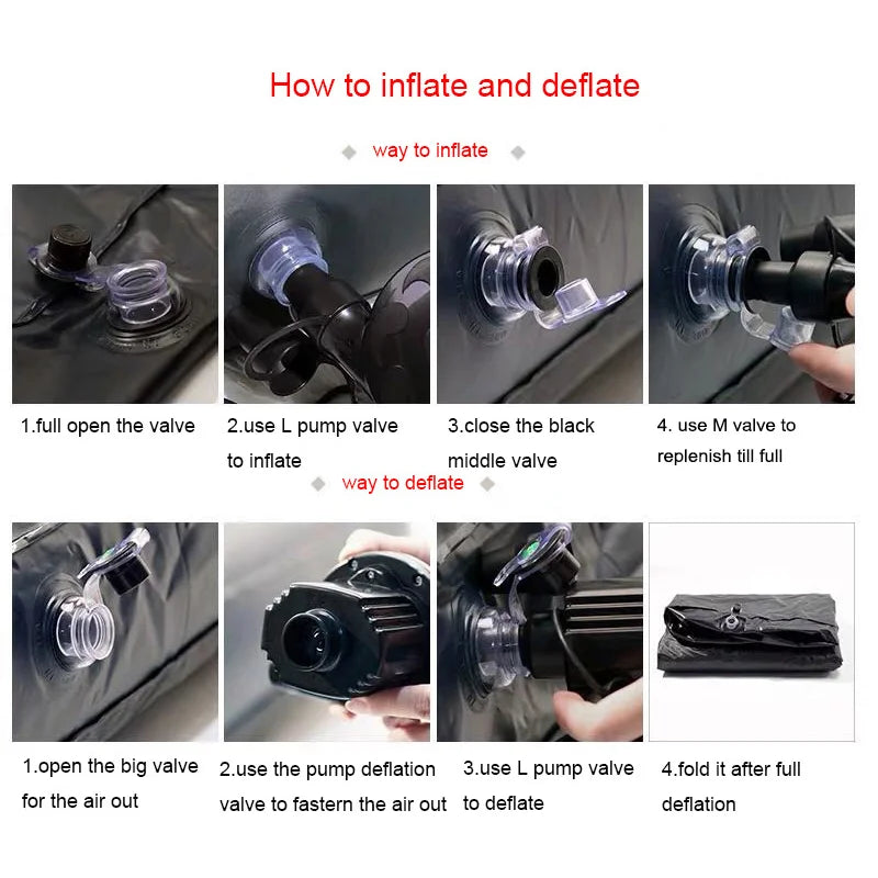 Camebust Outdoor Camping Inflatable Mattress Sleeping Pad with Pillows Adjustable Air Mat for Hiking