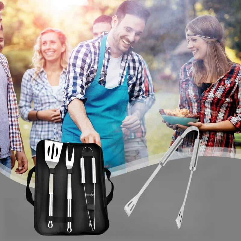 BBQ Tools Set Barbecue Utensil Accessories Stainless Steel BBQ Grill Tool Set Outdoor Camping Cooking Accessories Kit With Bag