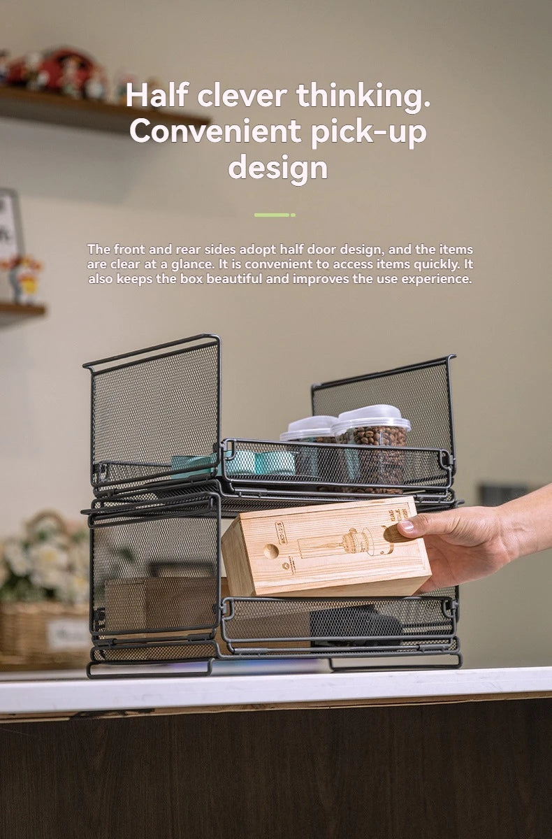 CAMPINGMOON CK-23BK Camping Foldable Stachable Hiking Picnic Outdoor Foldable Storage Food Rack Container Wire Mesh Basket