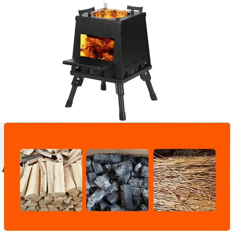 Camping Wood Stove Portable Foldable Firewood Burning Stove BBQ Grill Picnic Heating Cooking Grill For Camping accessories