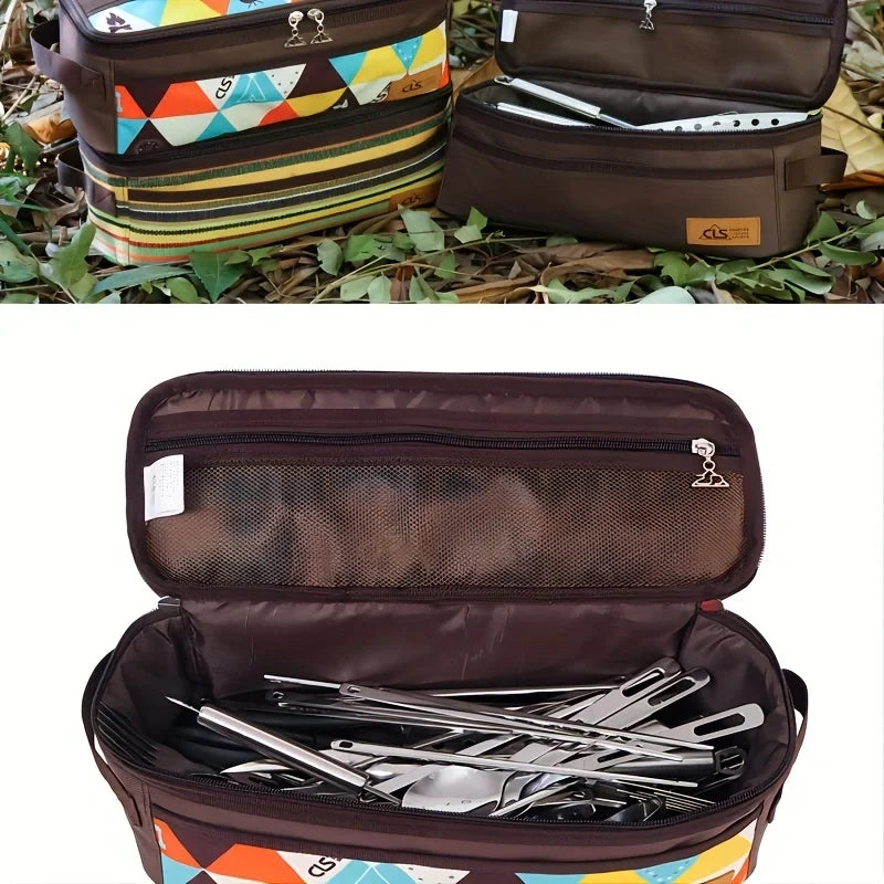 Camping Travel Cooking Utensils Storage Bag, Travel Bag, Portable BBQ Camping Cookware Kitchen Toolkit