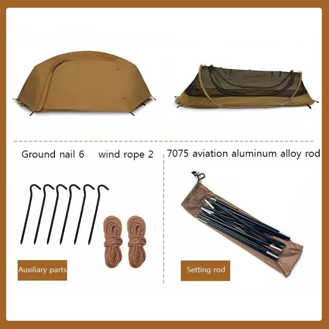 Outdoor Camping Single Tactical Tent Rainproof Boat Tent Folding Bed Sunshade Tourism Outdoor Camping Hiking Mountaineering