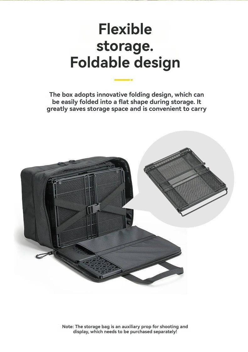 CAMPINGMOON CK-23BK Camping Foldable Stachable Hiking Picnic Outdoor Foldable Storage Food Rack Container Wire Mesh Basket