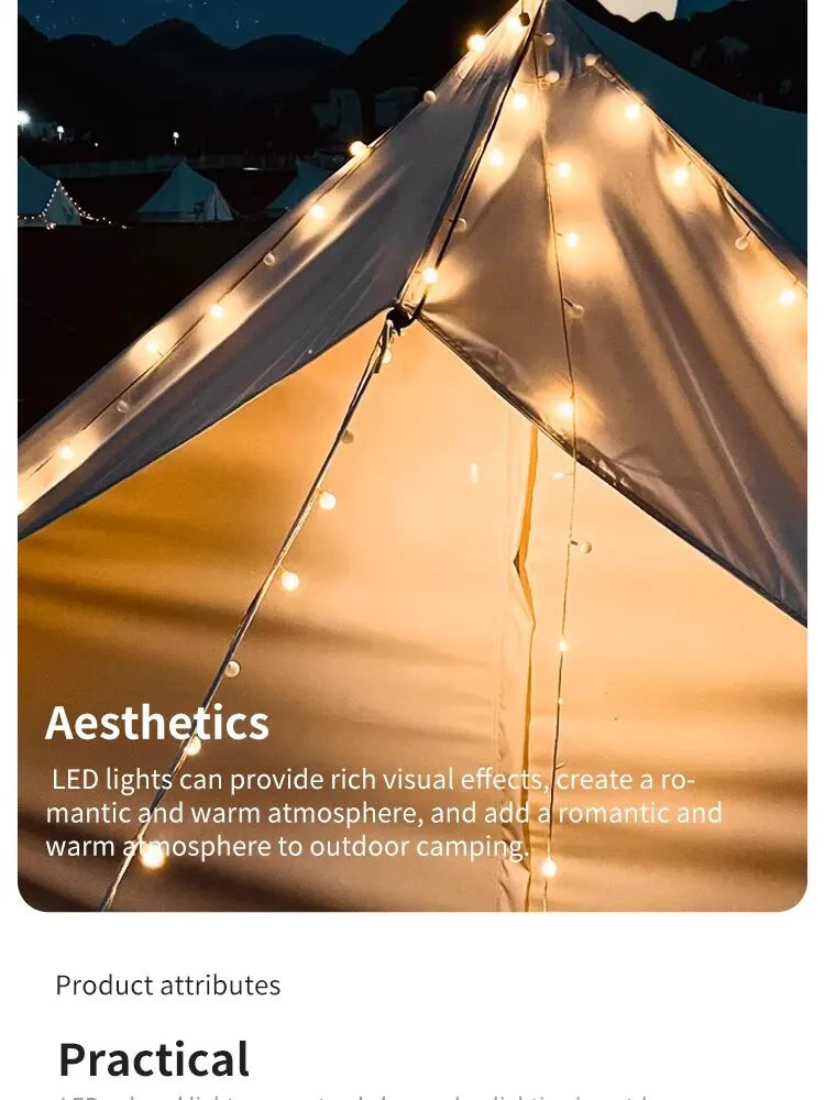 Outdoor Camping Tent Atmosphere Lights LED Lights Birthday String Lights Camping Warm Light Small round Lights Party Decoration