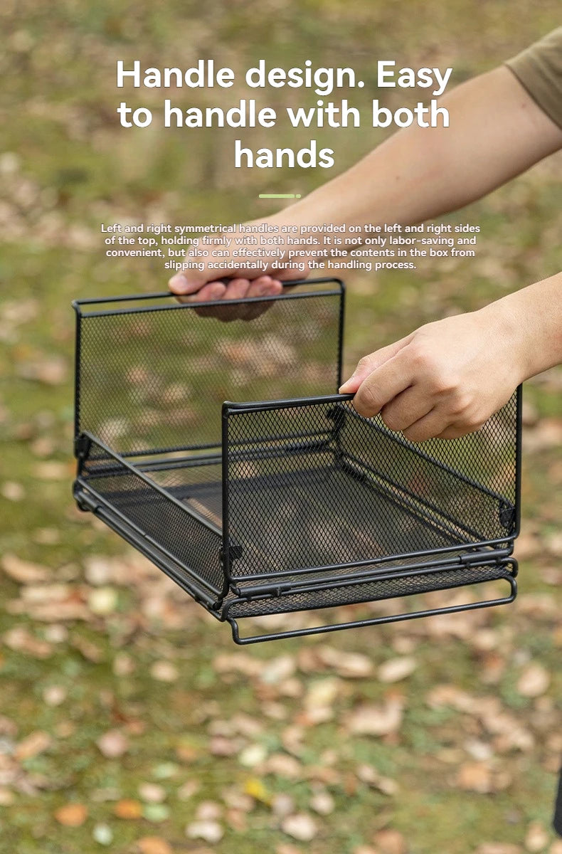 CAMPINGMOON CK-23BK Camping Foldable Stachable Hiking Picnic Outdoor Foldable Storage Food Rack Container Wire Mesh Basket