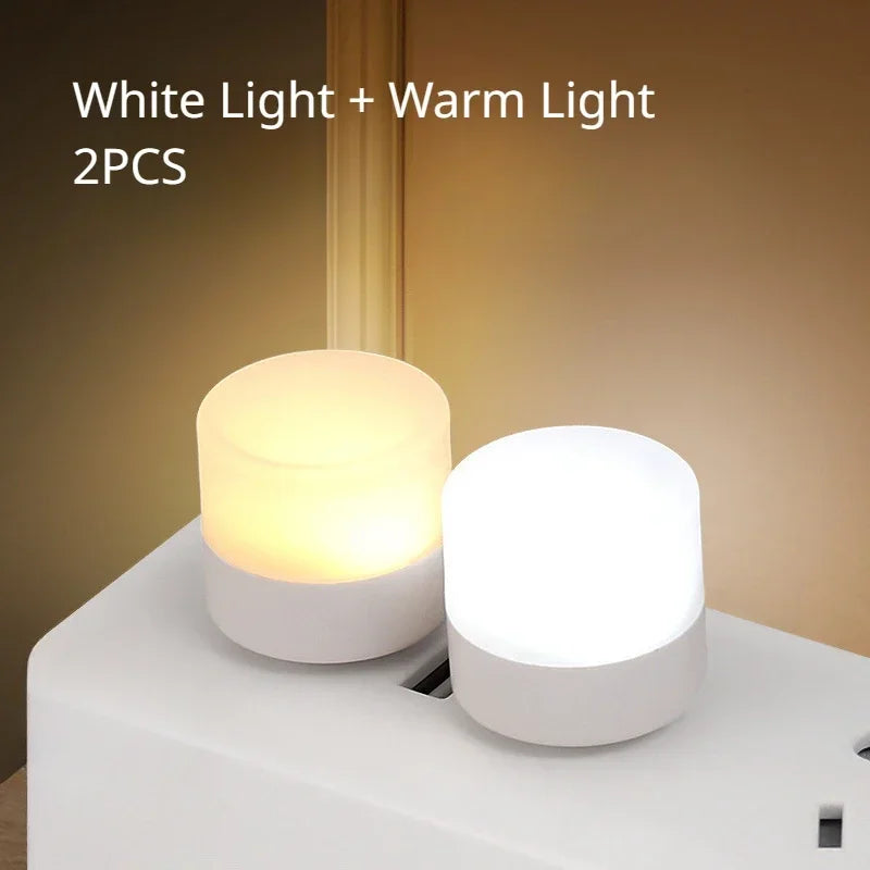 2 PC USB Night Light Set,Portable Bedroom Bedside Night Lighting,Mini Energy-saving Lamp,Eye-friendly Sleep Atmosphere Lamp