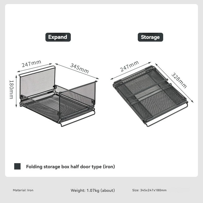 CAMPINGMOON CK-23BK Camping Foldable Stachable Hiking Picnic Outdoor Foldable Storage Food Rack Container Wire Mesh Basket