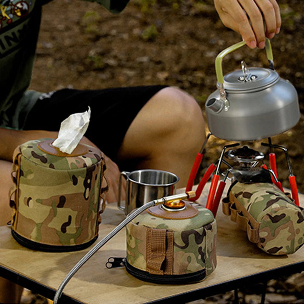 Camping Gas Can Protective Cover Gas Tank Canister Cylinder Case Outdoor Tissue Box Air Bottle Wrap Sleeve Camping Accessories