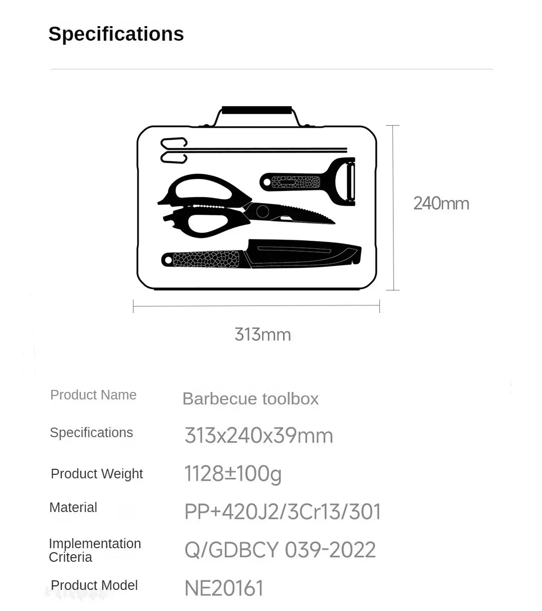 Nextool  Camping Barbecue Tools Set Picnic Knife Chopping Board Multifunctional Scissors Portable Desk BBQ Carrying Case