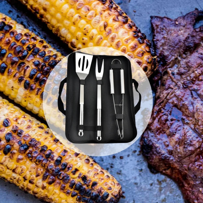 BBQ Tools Set Barbecue Utensil Accessories Stainless Steel BBQ Grill Tool Set Outdoor Camping Cooking Accessories Kit With Bag