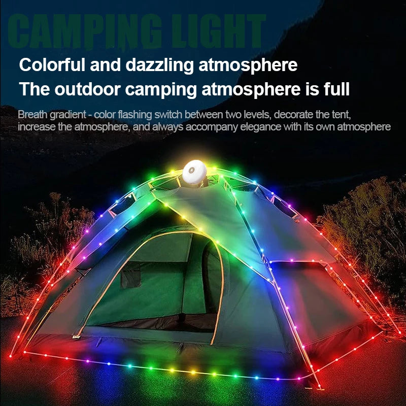 LED Garland Camping Light With Retractable Campify Lamp String LightsColorful Festive Atmosphere Party Tent Lighting Glow Camp