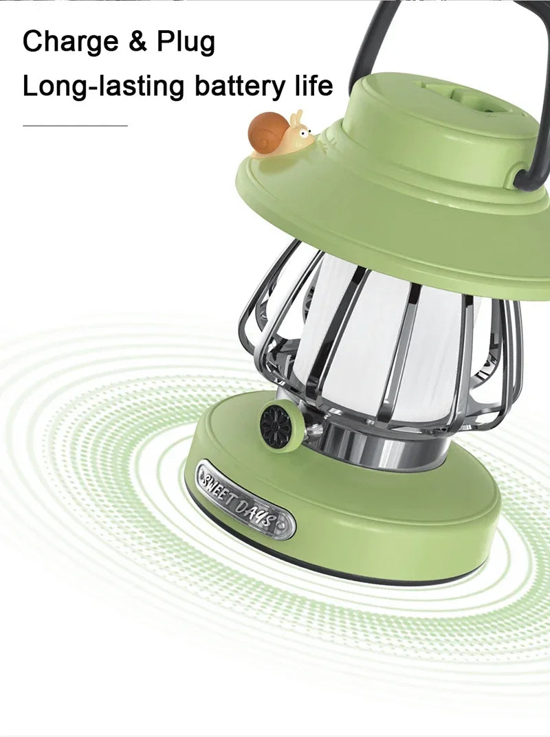 Camping  Night Lights USB C Rechargeable 3 Colors Stepless Dimming Night Light Outdoor Portable Emergency Retro LED Camping Lamp