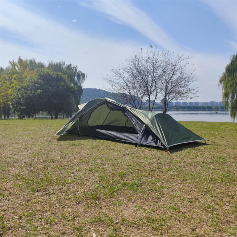 Backpacking Tent 1 Person Ultralight Aluminum Pole Stormproof Camping Tent Suitable for Four Seasons Single Person Tent
