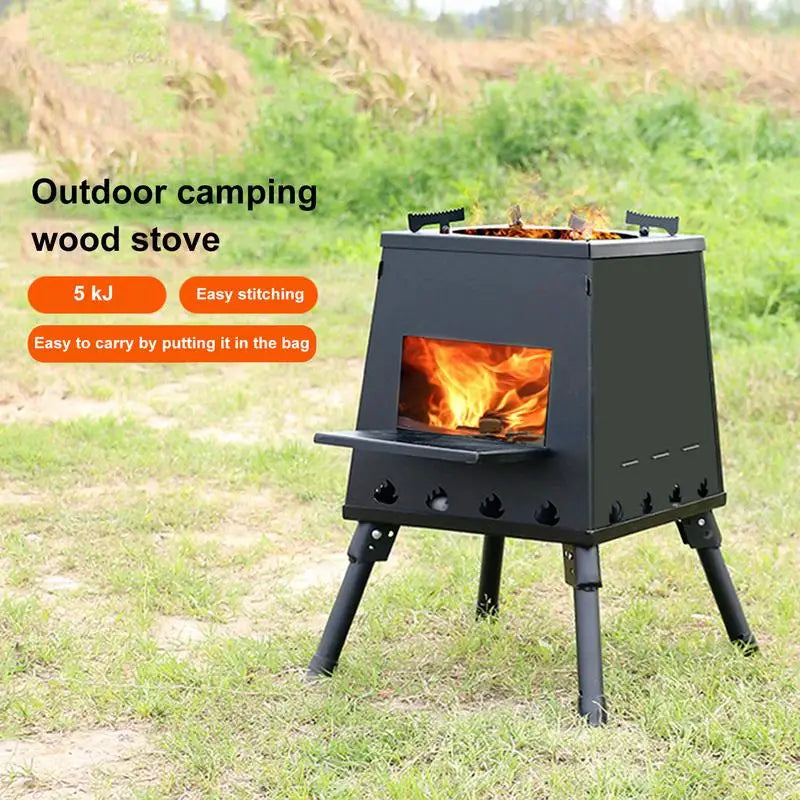 Camping Wood Stove Portable Foldable Firewood Burning Stove BBQ Grill Picnic Heating Cooking Grill For Camping accessories