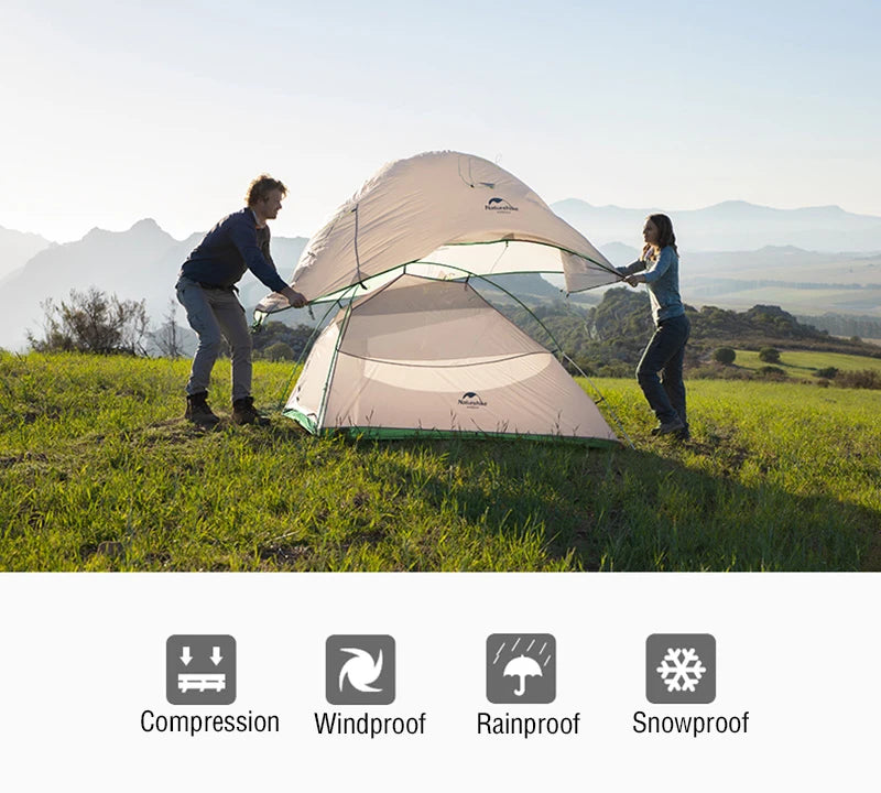 Naturehike Cloud Up Camping Tent Waterproof Easy Build Beach Tent Outdoor 1 Person Portable Large Space Hiking Backpacking Tents