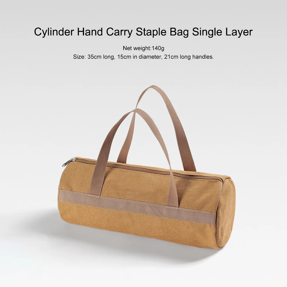 Camping Tools Storage Bag Large Capacity Cylinder Tent Stake Bag Portable Canvas Ground Nail Bag Lightweight for Outdoor Camping