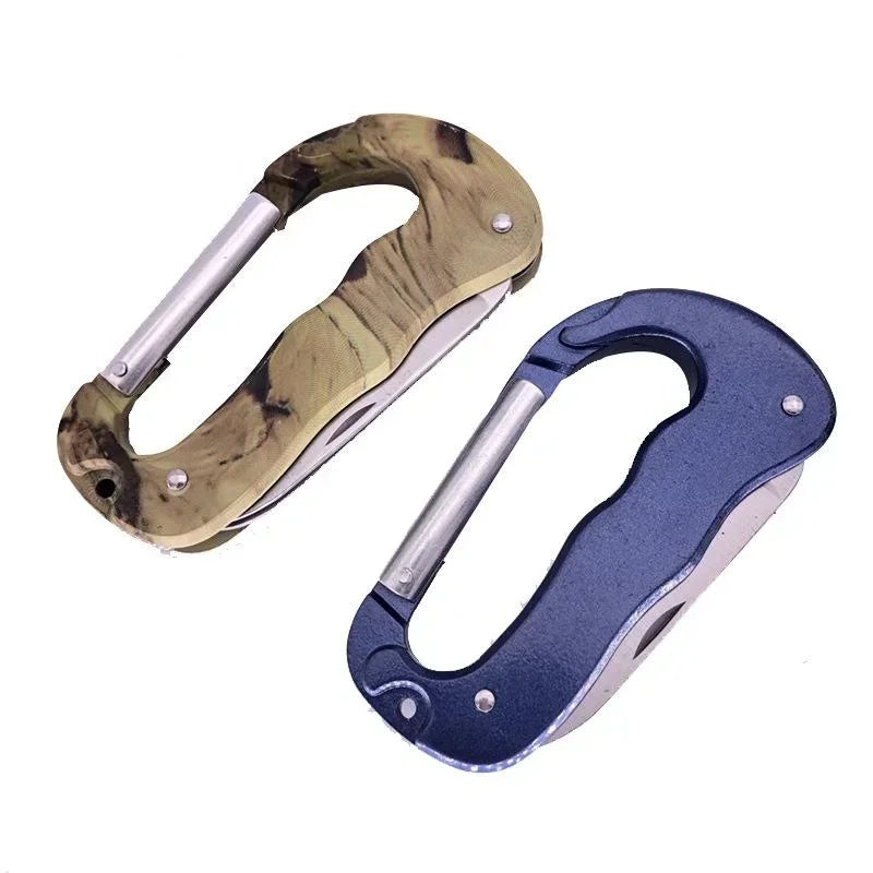 5 IN 1 Outdoor Edc Multi Tool Tactical Camo Camping Climbing Carabiner Parachuting Hook Knife Led Light Camping Equipment