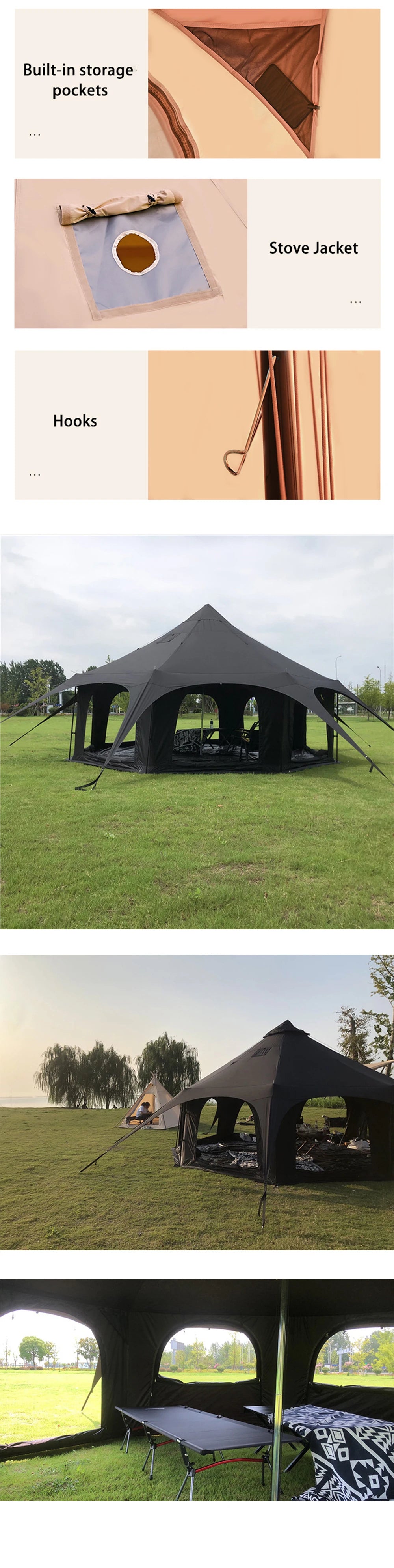 Outdoor Circus Tent Camping Cotton Canvas Rainproof Large Yurt Tent Camping Park Tent 4 Season Outdoor Camping Tent Family Tent