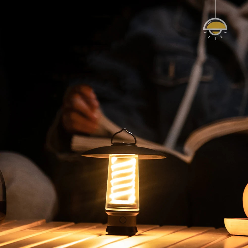 LED Camping Lamp Portable Dimmable Waterproof Tent Lantern Lamp Type-C Charging Emergency Light Outdoor Novelty Camping Supplies